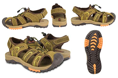 Zerimar Sandalias Hombre | Sandalias Trekking Hombre | Sandalias Hombre Senderismo | Sandalias Hombre Cuero | Sandalias Hombre Verano | Color Tan Talla 42