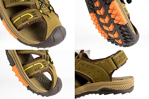 Zerimar Sandalias Hombre | Sandalias Trekking Hombre | Sandalias Hombre Senderismo | Sandalias Hombre Cuero | Sandalias Hombre Verano | Color Tan Talla 42