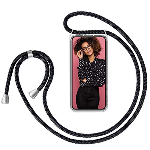 ZhinkArts Cadena para teléfono móvil compatible con Apple iPhone 13 Pro Max – Pantalla de 6,7 pulgadas – Funda para smartphone con banda – Cordón con funda para colgar en negro