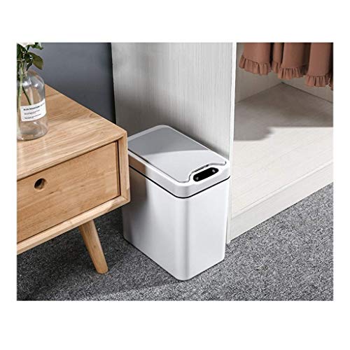 ZHTY Basura Can Creative Smart Sensor Basura Cáneta de la Sala de Estar Cocina de Dormitorio con Tapa Almacenamiento Contenedor Basura Baño Cocina Dormitorio (Color: Blanco-B12L) Song