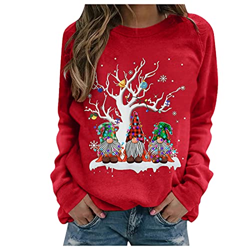 Zilosconcy Sudaderas Mujer Baratas Jersey Arbol Navideño Feo Sudaderas Navideñas Mujer Divertido Pullover Navidad Ugly Jerseys Navideños Adolescente Chica Sudadera Navideña Talla Grande Sueter