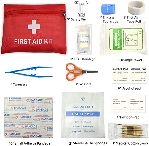 zimohe Botiquín de Primeros Auxilios, Mini Kit de Supervivencia, Adecuado para El Coche, Hogar, Camping, Caza, Viajes, Aire Libre o Deportes