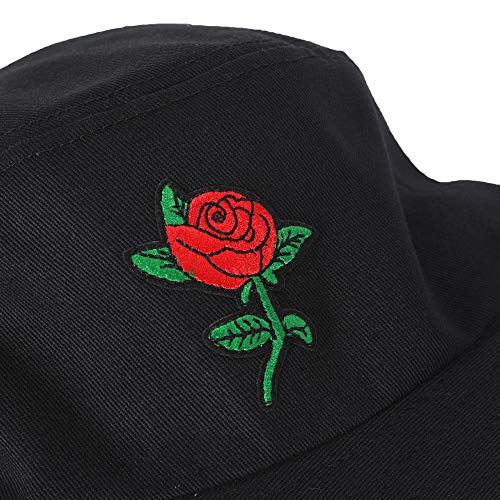 ZLYC Mujer Hombre Sombrero Pescador Sombrero del Cubo Algodón Gorro de Pescador(Rosa Negro),Talla única