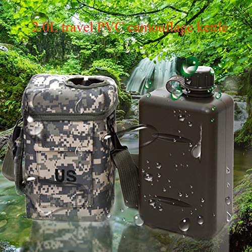 ZQEDY Botella Agua 2L Resistente al Desgaste Viaje al Aire Libre Durable Cantimplora Hervidor Camping PVC Portátil Deporte Térmico Senderismo Gran Capacidad