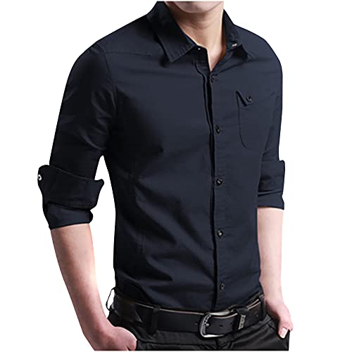 2021 Hombre Camiseta de Manga Larga,Color sólido Camisa Moda Casual Diario básica Camiseta Slim Fit cuello en v Shirt Camisas Sudadera Chaqueta Talla grande Top Jersey tee Blusa de yoga de playa