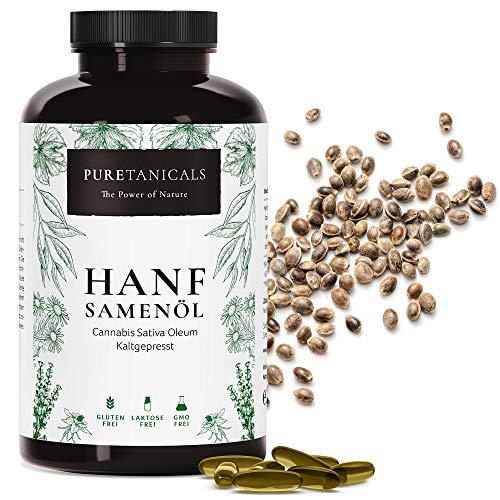 Aceite de Semilla de Cáñamo (Cannabis Sativa) Prensado en Frío - 180 Cápsulas Dosis Alta | 1000mg Hemp Seed Oil Suplementos Naturales Omega 3-6-9 | Analizada en Laboratorios, Producida Alemania