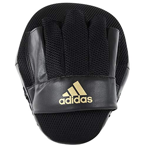 adidas Boxing Pads Focus Mitts Kids Men Women Curved Gym Fitness Training Martial Arts Guantes, Unisex Adulto, Negro y Dorado, Talla única