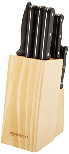 Amazon Basics - Juego de cuchillos de cocina y soporte (14 piezas)