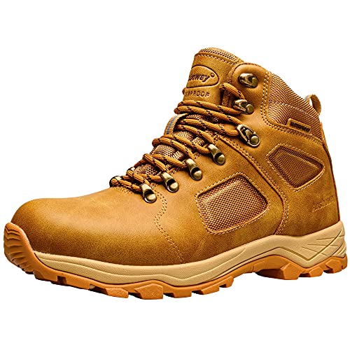 Ansbowey Botas de senderismo Hombre Impermeables Mujer Zapatillas Trekking High Rise Antideslizantes Botas al Aire Libre Zapatillas Ocre amarillo 45EU