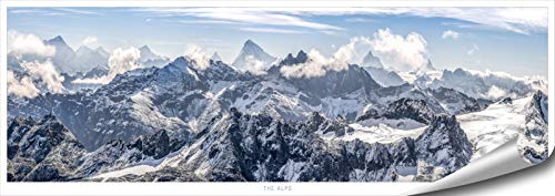 ARTBAY Póster de Montaña HD XXL - The Alps - Panorama - 118,8 x 42 cm | Los Alpes, Suiza | Póster de Naturaleza