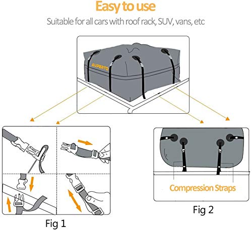 AUPERTO Cofre de techo para coche, 20 pies cúbicos, plegable, caja de almacenamiento, resistente al agua, bolsa de almacenamiento para viajes y transporte de equipaje, coches, SUV, color negro