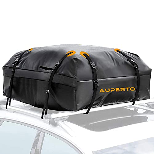 AUPERTO Cofre de techo para coche, 20 pies cúbicos, plegable, caja de almacenamiento, resistente al agua, bolsa de almacenamiento para viajes y transporte de equipaje, coches, SUV, color negro