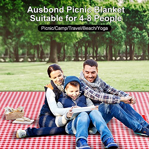 Ausbond Manta de Picnic Impermeable 200 x 200 CM Lavable Ligera Mantel Picnic Grande Plegable Manta de Playa con Asa y Bolsa de Transporte para Exterior Camping Playa Parque Viajes