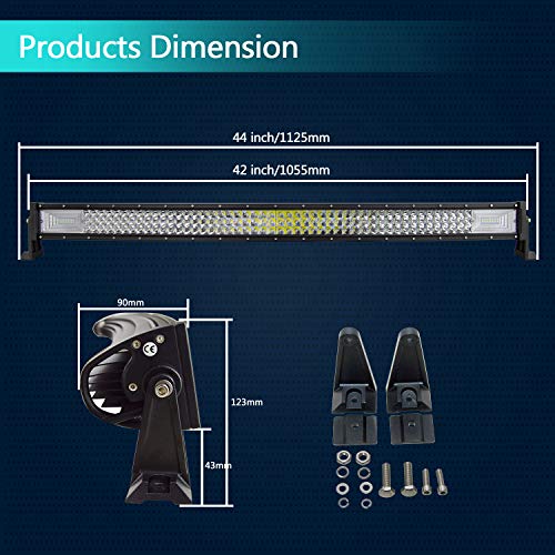 AUXTINGS 42 pulgadas 540W Curvo triple fila 7D LED barra de luz de trabajo Spot Flood Combo Beam DC 12V-24V 6000K vehículos todoterreno 4x4 Atvs Utvs