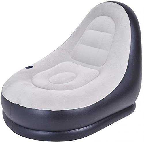 AVENLI Sillón Hinchable Flocado, PVC, Gris y Negro, Grande