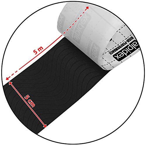 BB Sport 1 Rollo Cinta Kinesiología Tape 5 m x 5 cm Cinta Muscular E- Book Ejemplos Aplicación, Color:negro