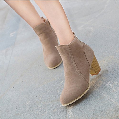 Beladla Zapatos De Mujer Botines Cortos Cabeza Redonda TalóN Grueso TacóN Alto Femenino Botas Navidad Invierno Moda Ocio TalóN Grueso Espesor del Zapato Zapatos Inferiores