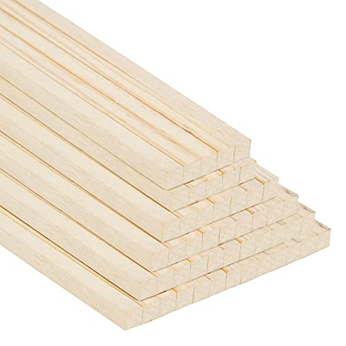 BELLE VOUS Varilla Tabla Madera Manualidades Natural (Pack de 50) - 6,4 mm x 30 cm - Palos de Madera Extra Largo Sin Acabado - Chupetín y Manualidades – Varas Arte, Bricolaje