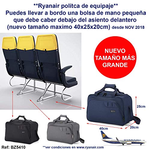 Benzi Bolsa de Viaje 40 x 25 x 20 cm Tamaño Equipaje de Mano Ryanair (GRISX2)