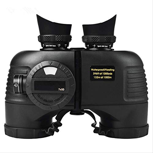 Binoculares Potente telescopio HD 7x50 Binocular Impermeable telémetro y brújula azimutal