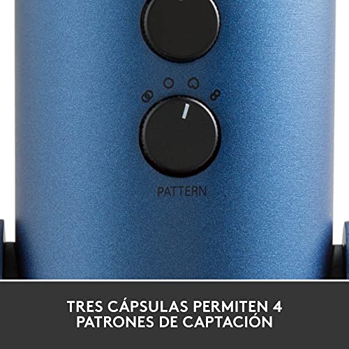 Blue Micrófono USB profesional Yeti para grabación, streaming, podcasting, radiodifusión, gaming, voz en off y más, multipatrón, Plug'n Play en PC y Mac - Azul Oscuro