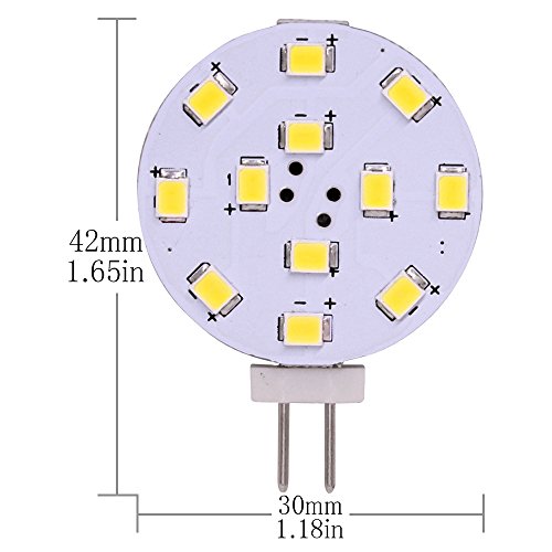 Bombilla G4 LED, 2W equivalente a bombilla halógena de 20W, 12V-24V CA/CC, CRI> 85, 350LM para RV Home Reading Light 5Pack (White)