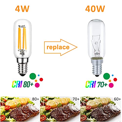 Bombillas LED T25 E14 Regulable Luz Calida 2700K 4W, 400LM, Equivalente a E14 40W, AC 230V, Filamento LED Casquillo Pequeña, Bombilla Tubular E14 para Campana Extractora, pack de 2