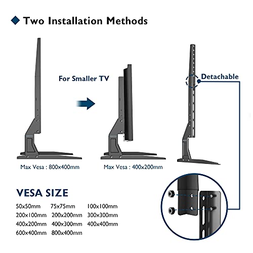 BONTEC Soporte TV Pie Universal, Patas TV para Television LCD LED Plasma Plano 22-65 Pulgadas, Peanas para TV Carga Máx. 50 kg - VESA Máx. 800x400mm