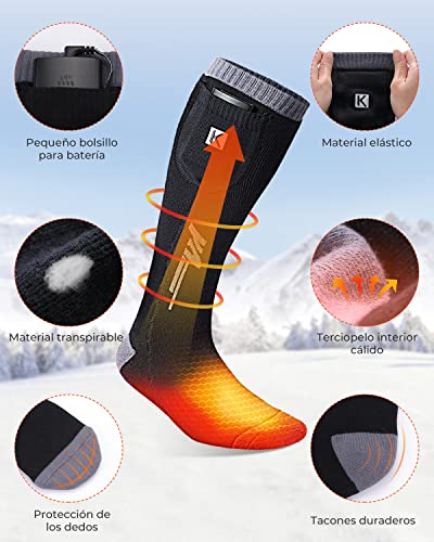 Calcetines Calefactables, Calcetines Electricos para Hombre y Mujer con Mando, Calcetines Térmicos con Batería 2600mAh Calcetines con Calefaccion para Motocicleta, Ciclismo, Esqui,Deportes al Aire