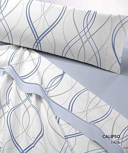 Coralina Kabely Calipso Juego de Cama, Poliéster, Azul, 150x200x3 cm