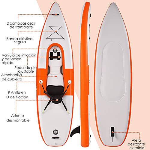 COSTWAY Kayak Inflable para 1 Persona, Máx 130 kg Piragua Hinchable con Remos Regulables en Aluminio, Asiento Inflable, Compresor Manual con Manómetro, Ideal de Deportes Acuáticos