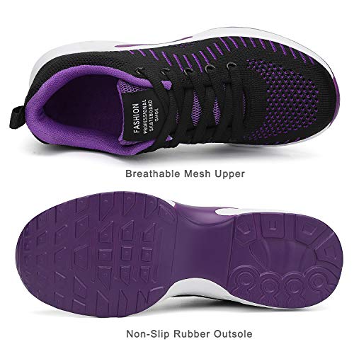 Dannto Zapatos Deporte Mujer Zapatillas Deportivas Correr Gimnasio Casual Zapatos para Caminar Mesh Running Transpirable Aumentar Más Altos Sneakers (Morado-Negro-B,40)