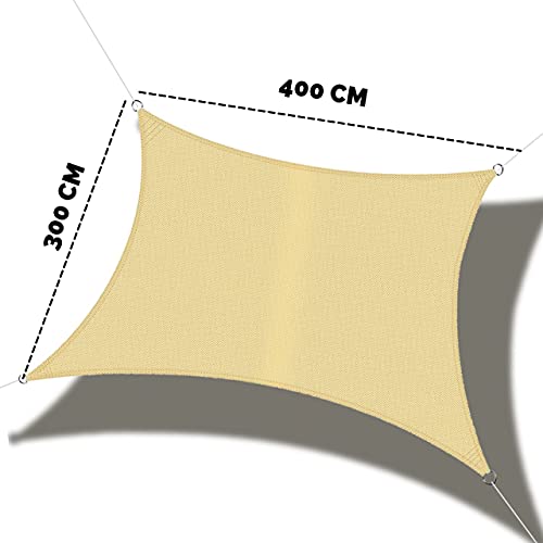 Desconocido Toldo Vela de Sombra - Toldo Vela de Sombra Jardín - Toldo Vela de Sombra Patio - Toldo de Vela Solar, 90% Resistente UV, Respirable (3 x 4)