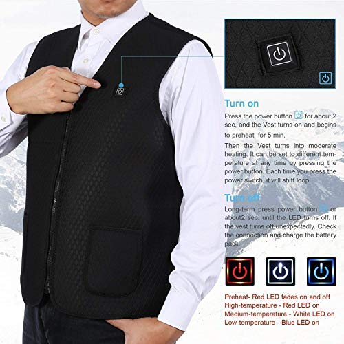 DOACT Chaleco Calefactable Exteriores, Chaqueta Calefactable Lavable, Tres Engranajes Eléctrica Calefactable Chaquetas Acampada y Marcha, Adecuado Hombres y Mujeres Caza Pesca Esquiar (L)