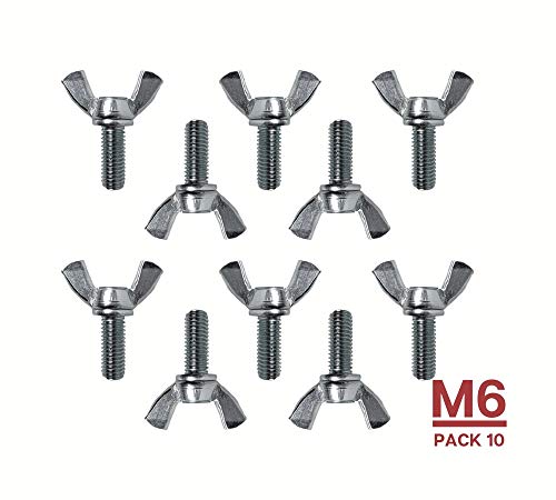 DOJA Industrial | Tornillos de Mariposa M6 x 20 mm | PACK 10 | Tornillo de Acero | Roscas con Ala de Fácil Uso y Aplicación