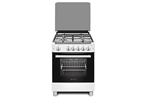 EAS ELECTRIC SMART TECHNOLOGY | EFG660W | Cocina de gas Blanca | Color Blanco | 60 cm | Gas butano y gas natural | Autoencendido | Horno de 63 litros | Tapa de cristal y aluminio | 4 fuegos