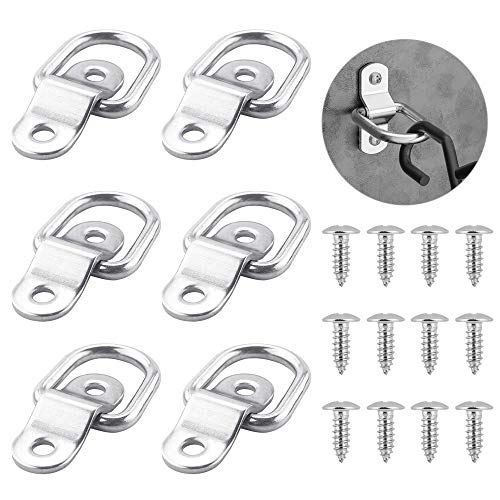 EMAGEREN 6 pcs Anillos de Amarre Anillas de Anclajeargollas de Amarre Anillos en D de Hierro Galvanizado Anclaje de Carga Resistente Anclaje de Remolque con Tornillos para Remolque/Camion/Barco/Kayak