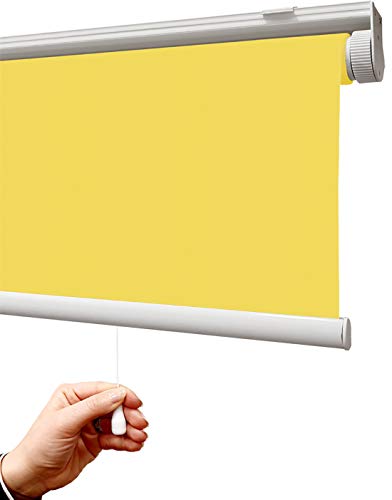 Estor Auto-Enrollable traslúcido Premium/SIN Cadena (Desde 45 hasta 220cm de Ancho/Permite Paso de luz, no Permite Ver el Exterior/Interior). Color Amarillo Claro. Medida 45x50cm.