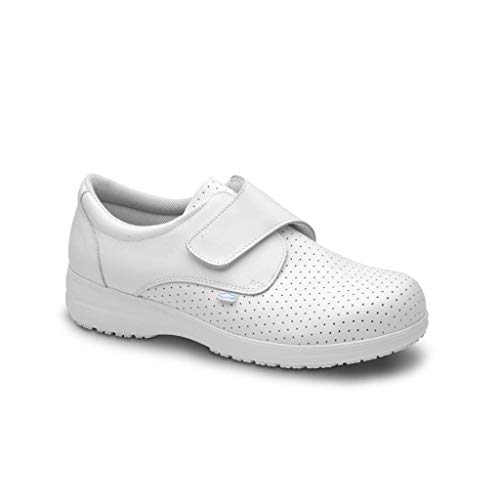 Feliz Caminar - Zapatos antiestáticos Sigma con Inserto en el talón y Plantilla antiestáticas Que evitan chispazos/Antideslizante para Hospital, Geriátricos/Anatómicos(Blanco-41)