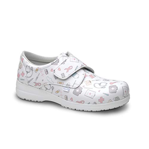 FELIZ CAMINAR - Zapatos Estampados Sanitarios Atom Sanitario/Antideslizantes y Cómodos para Mujer/Clínicas, Veterinarios, Hospital, Geriátricos (41)