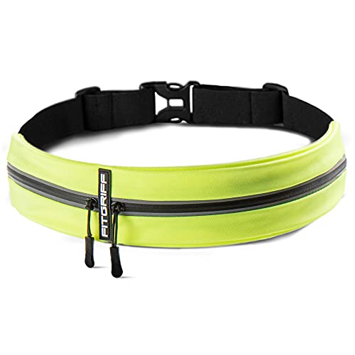 Fitgriff® Cinturón para Correr, Riñonera Running, Cinturón Deportiva Impermeable para Deportes o Viaje al Aire Libre - Mujer & Hombre (Neon Yellow)