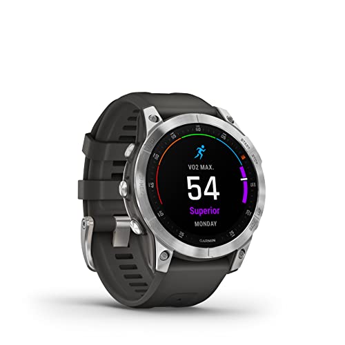 Garmin EPIX 2 - Reloj GPS Multideporte con Pantalla táctil AMOLED, Funciones Superiores, frecuencia cardíaca, mapas y música, Plata Gris