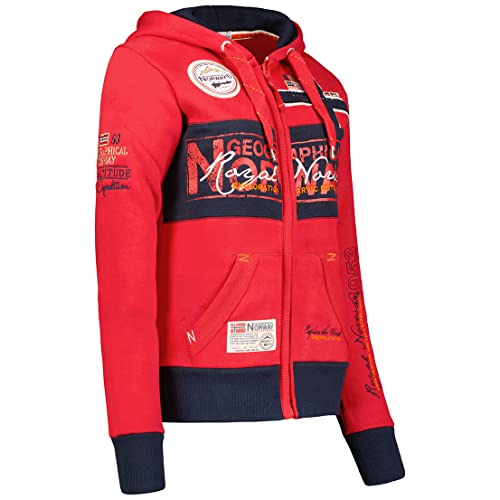 Geographical Norway Flyer Lady - Sudadera con Capucha para Mujer Bolsillos - Sudadera para Mujer Jersey Informal de Manga Larga Abrigo - Chaqueta con Capucha Tops Deportivos (Rojo M Talla 2)