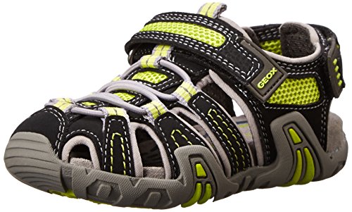 Geox JR Sandal Kraze G, Sandalias, Negro-Schwarz (Black/Acid YELLOWC9389), 32 EU