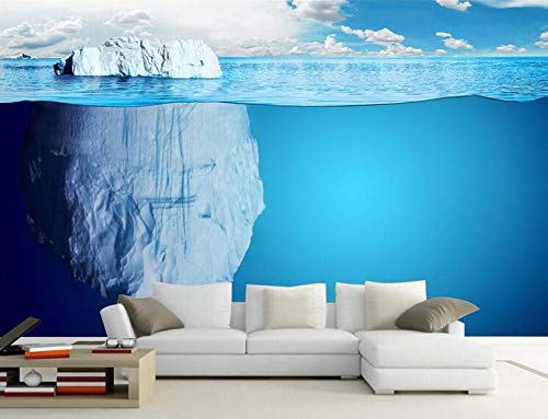 Glaciares antárticos, grandes murales, paisajes de hielo, fondo de sofá de TV, pintura azul del océano, decoración de paisajes antárticos, 200 × 175 cm