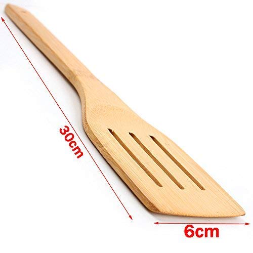 hollylife Utensilios de Cocina 5 Piezas Moderna, Sólidas Espátula Cuchara de Puro Madera Natural, sin Barnizada