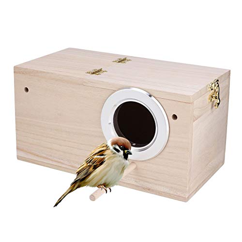 Huairdum Caja de cría de pájaros, nidos de Mascotas de Madera Accesorios para jaulas de cría de Loros con un tamaño de 9.6x5.1x5.1in para Loros Bird(Apertura Derecha-#2)