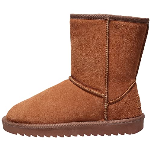 Jamron Clásico Mujer Muchachas Padre-Hijo Mitad de la Pantorrilla Ante Botas de Nieve Broncearse SN1025 EU38