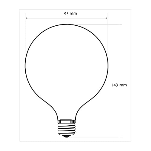 JANDEI - Bombilla LED Globo, G95 Rosca E27, 15W (equivalente a 100W) Luz Blanca Cálida 3000K, 1700 Lúmenes