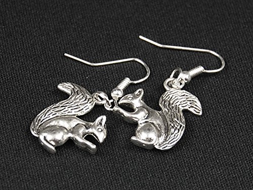 Joyería hecha a mano Pendientes plata de la manera plateado I - Miniblings plata ardillas suspension de los pendientes de ardilla gris Ninos de Pascua